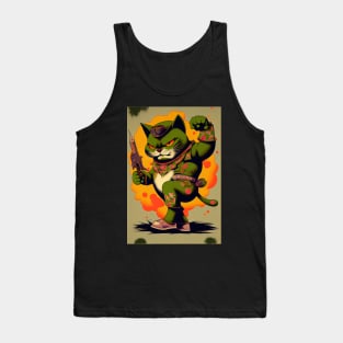 Angry Cat with Gun Tank Top